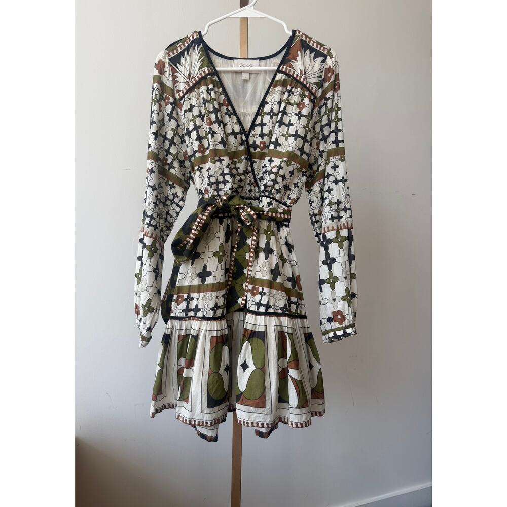 Cleobella Emory Belted Puff-Sleeve Mini Dress in Art Deco Size Large - Picture 4 of 15